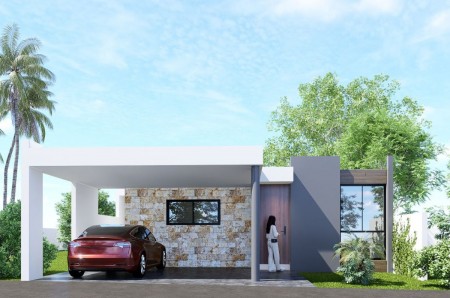 Casa de 1 planta con 3 recamaras en venta en Morera residencial Merida 